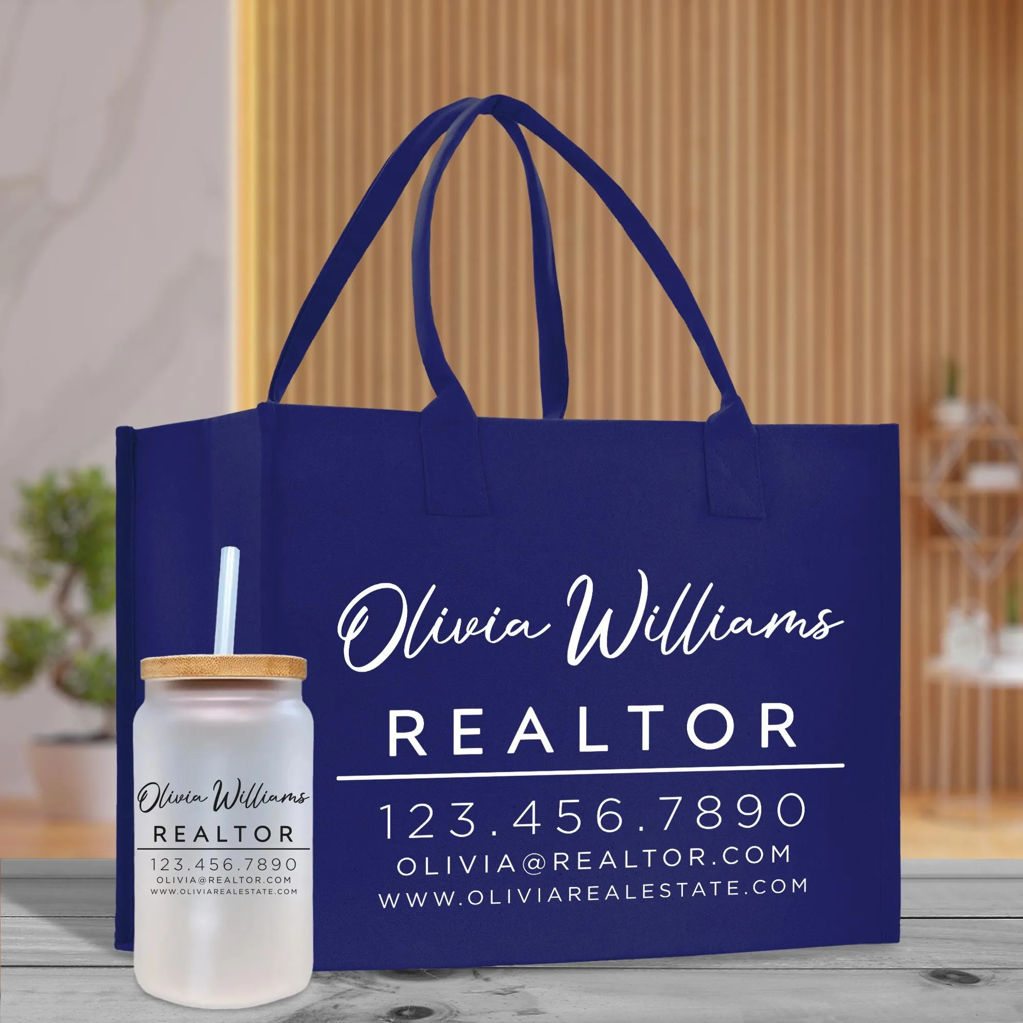 Realtor Tote Bag Personalized Business Tote Bag Custom Real Estate Agent Gift Bulk Business Logo Realtor Swag Real Estate Tote Bag (RT1005)