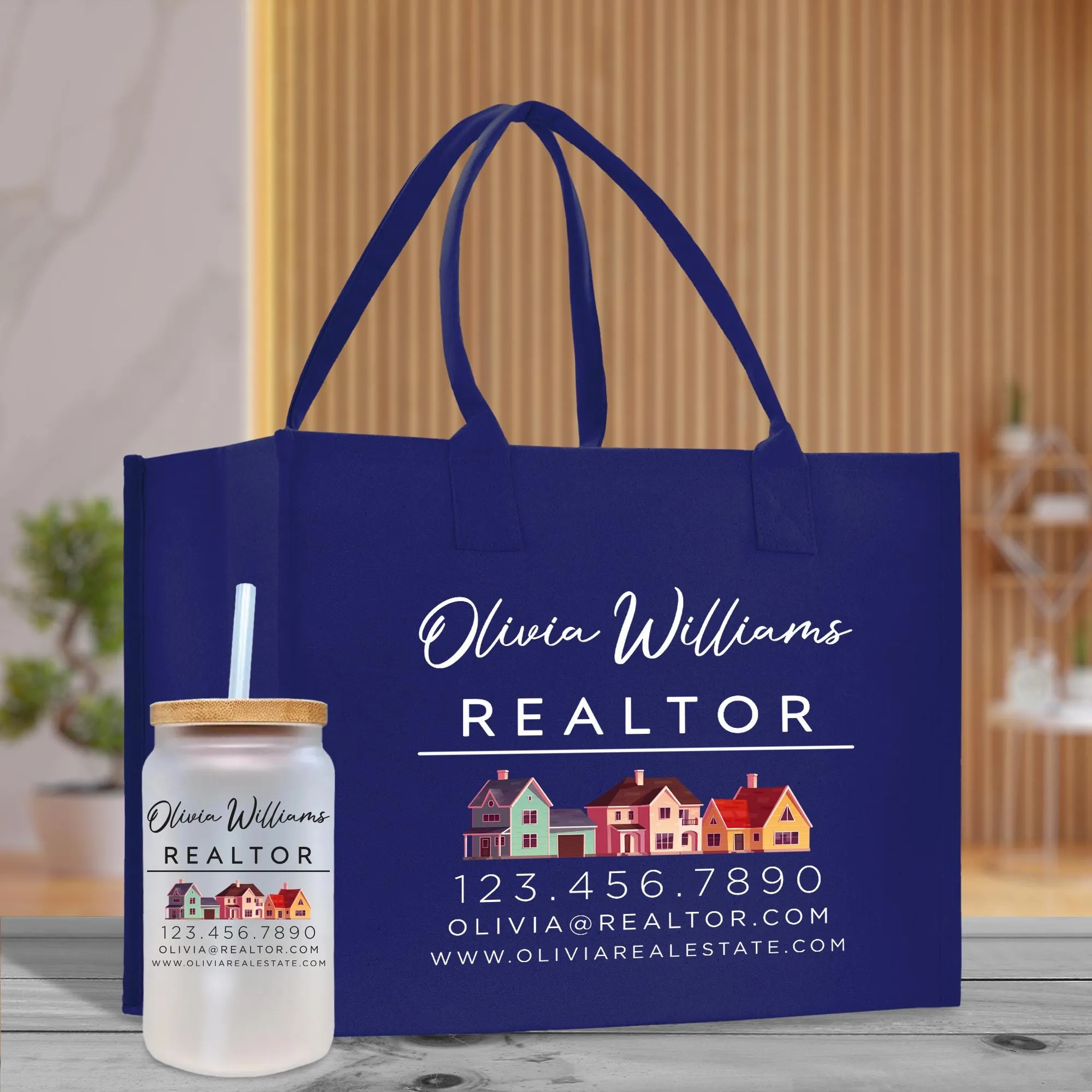 Realtor Tote Bag Personalized Business Tote Bag Custom Real Estate Agent Gift Bulk Business Logo Realtor Swag Real Estate Tote Bag (RT1006)