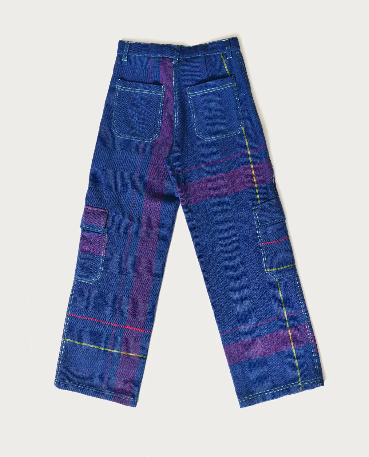 Recycled Blue Multi Colored Cargo Pants