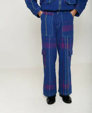 Recycled Blue Multi Colored Cargo Pants