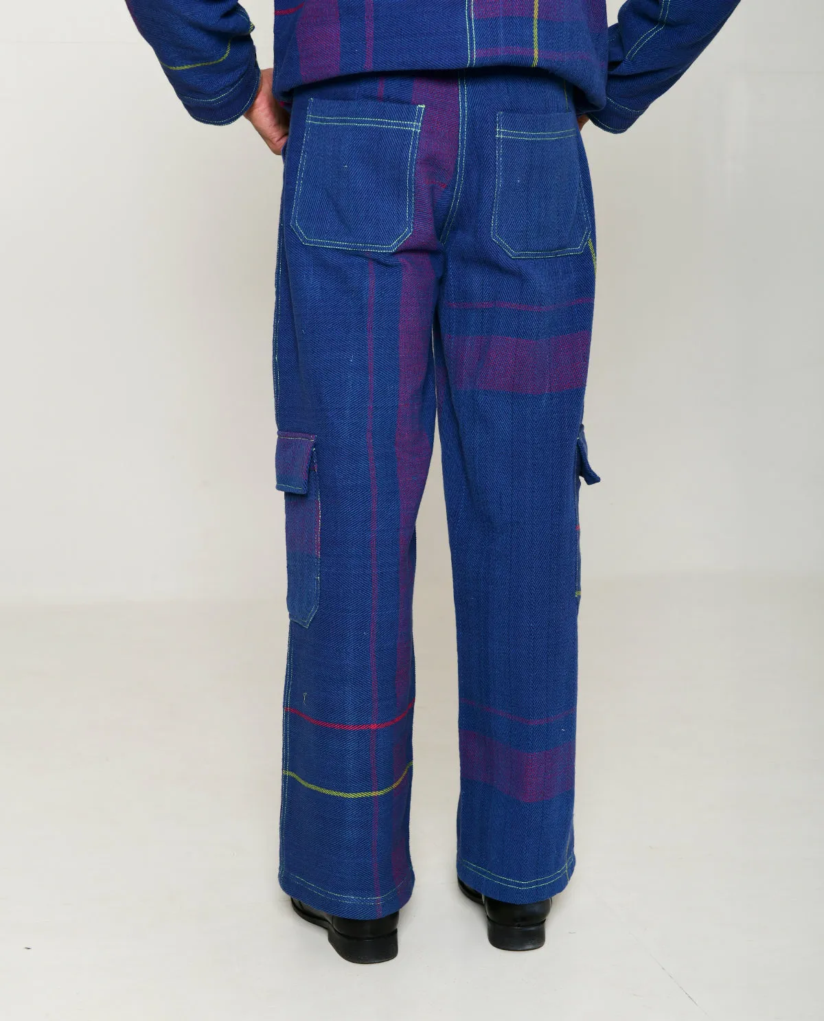 Recycled Blue Multi Colored Cargo Pants