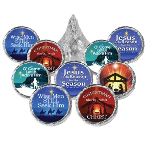 Religious Christian Faith: Christmas Party Favor Stickers - Fits on Hershey Kisses - 180 Stickers