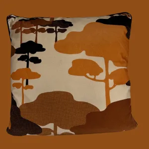 Retro Tree Velvet Cushion - Tan