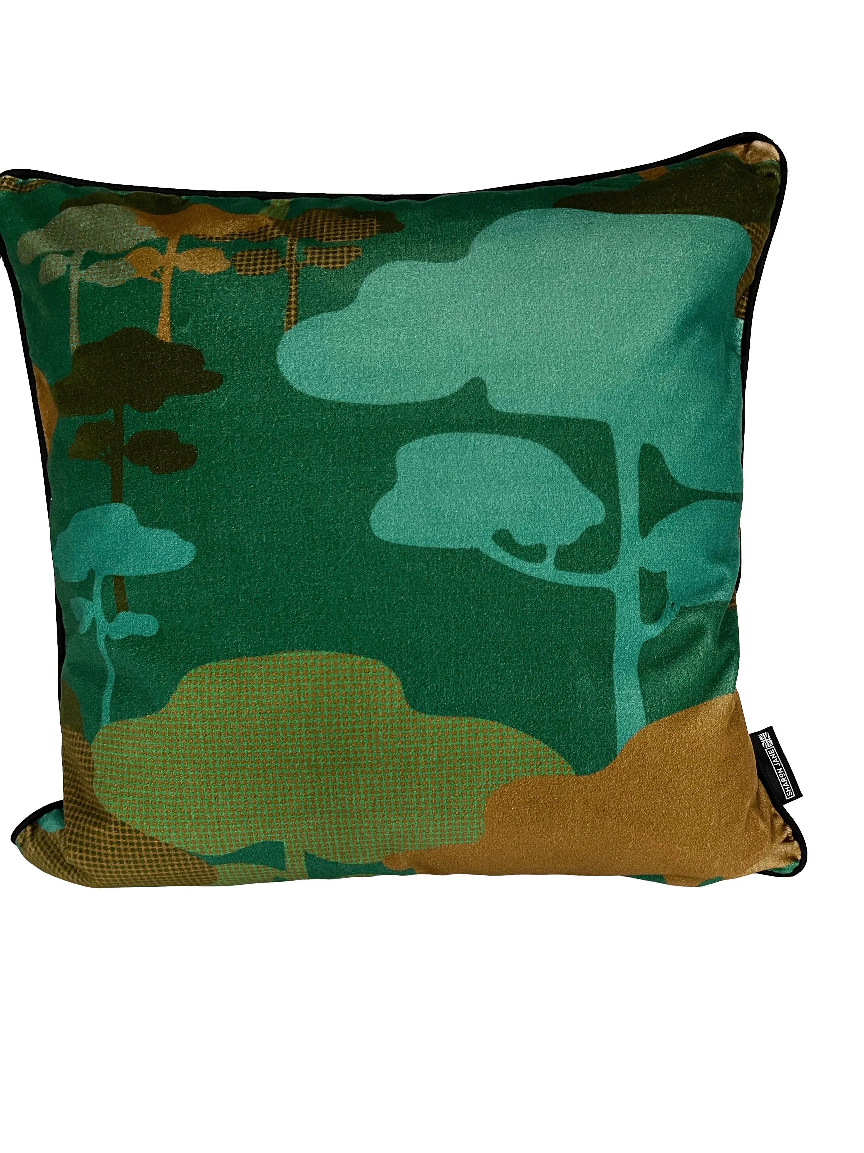 Retro Tree Velvet Cushion - Teal   Turquoise