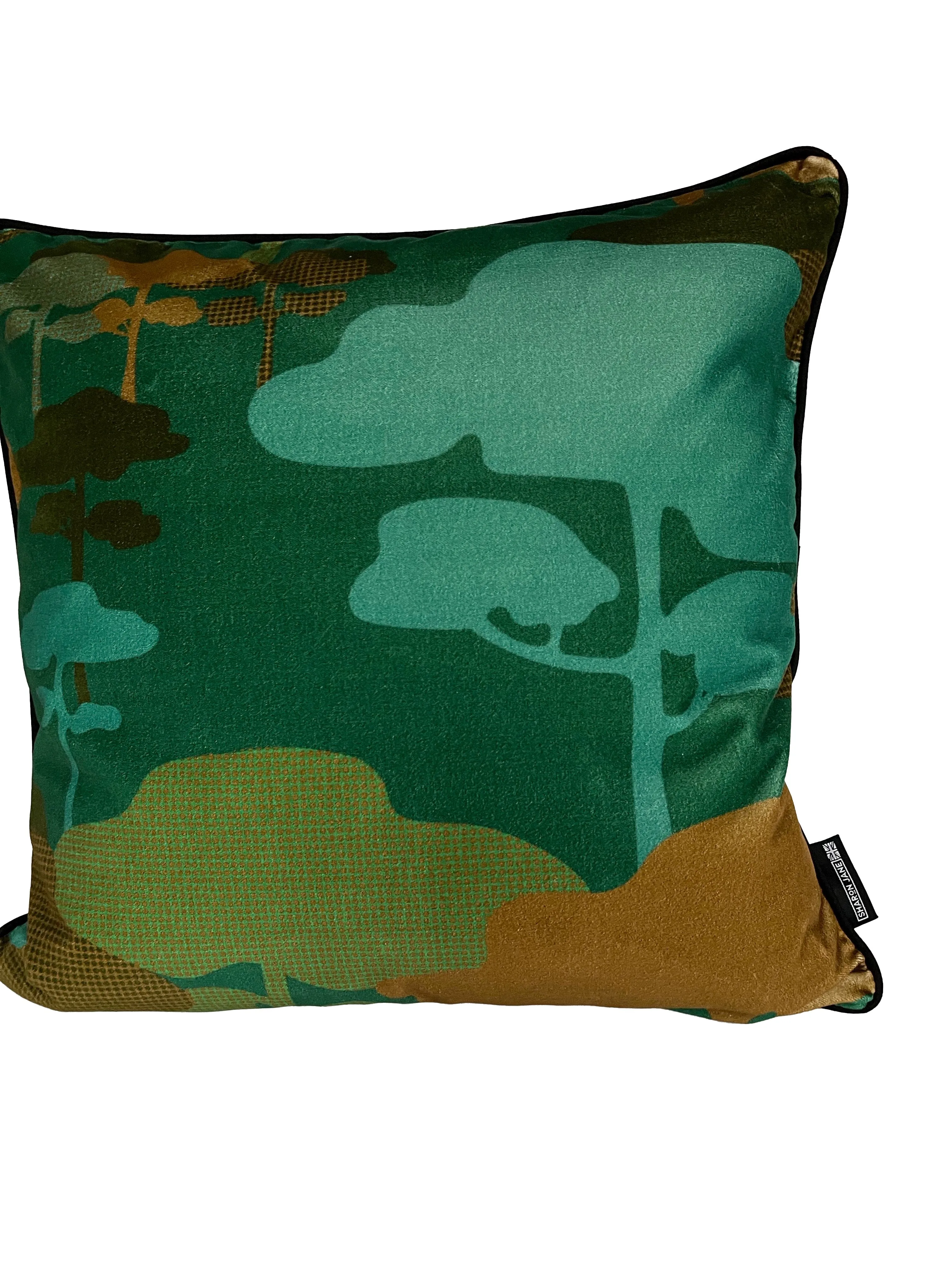 Retro Tree Velvet Cushion - Teal   Turquoise