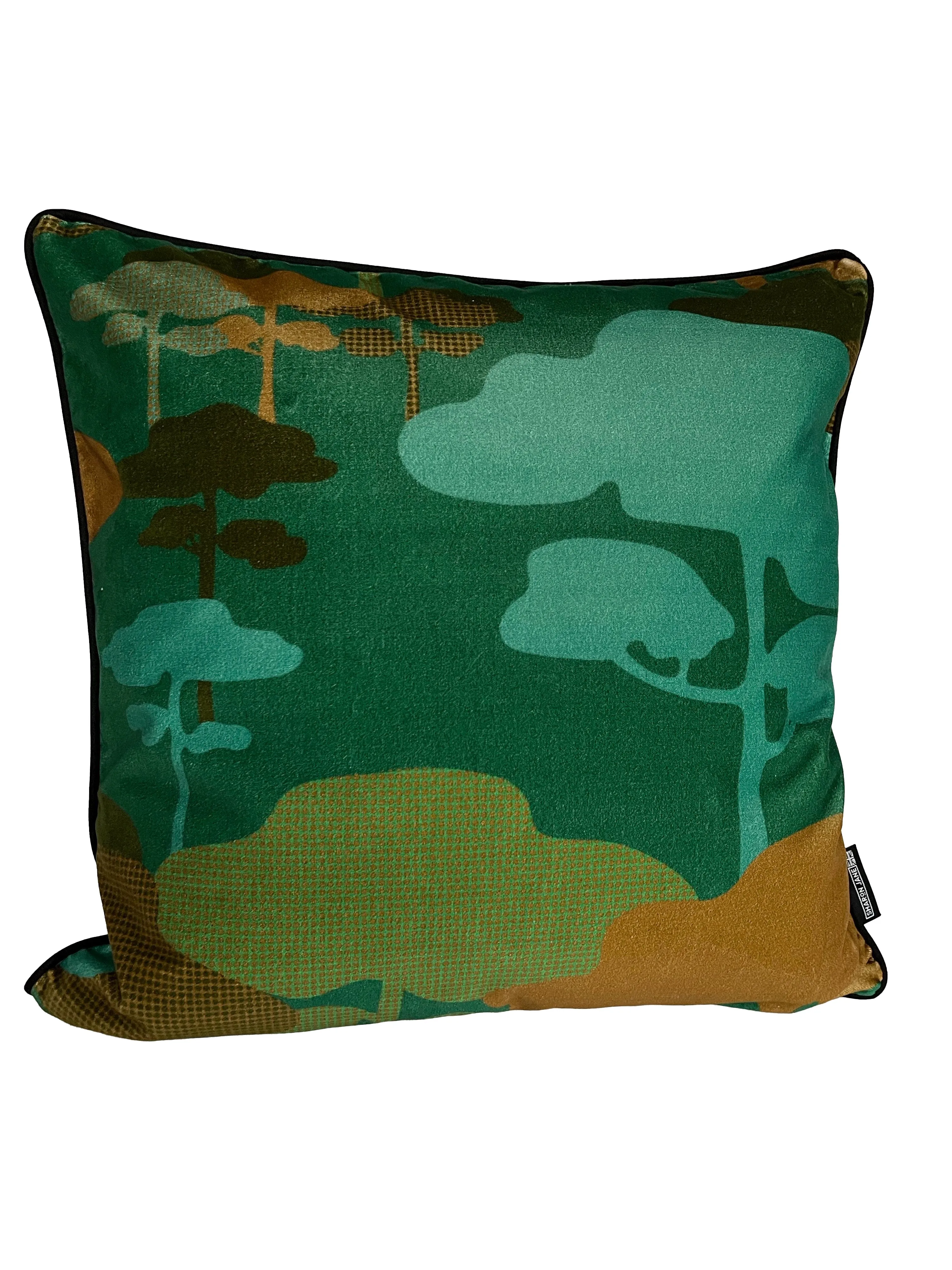 Retro Tree Velvet Cushion - Teal   Turquoise