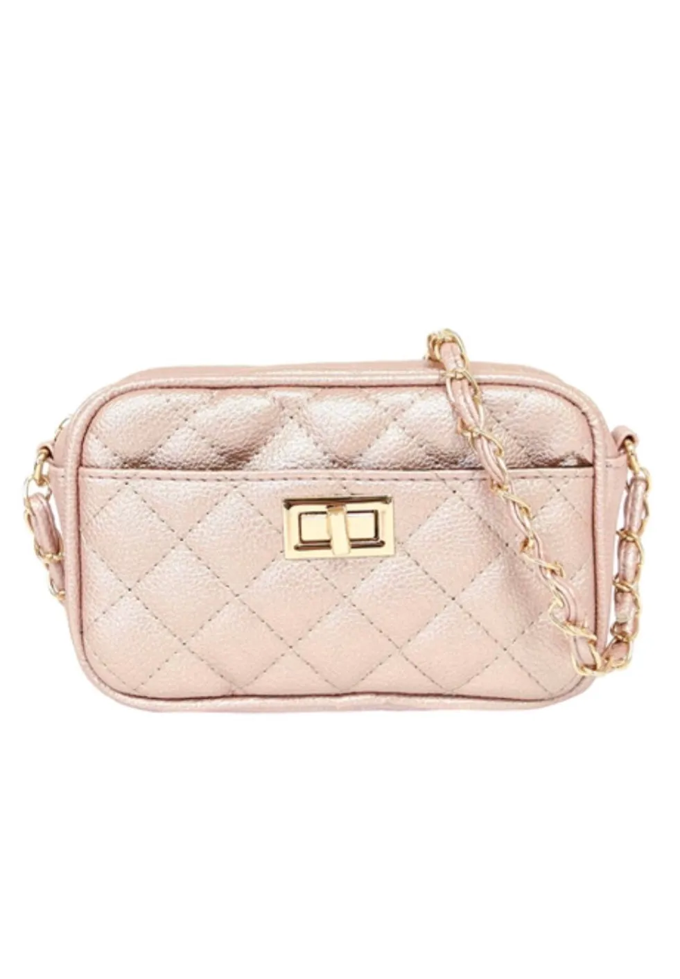 Rose Gold Diamond Quilted Mini Handbag