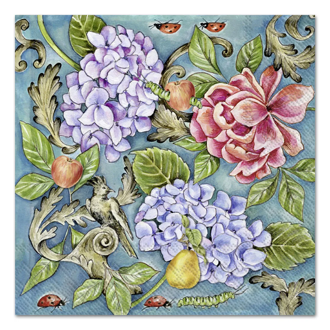 Roslyn Garden Blue Paper Luncheon Napkins