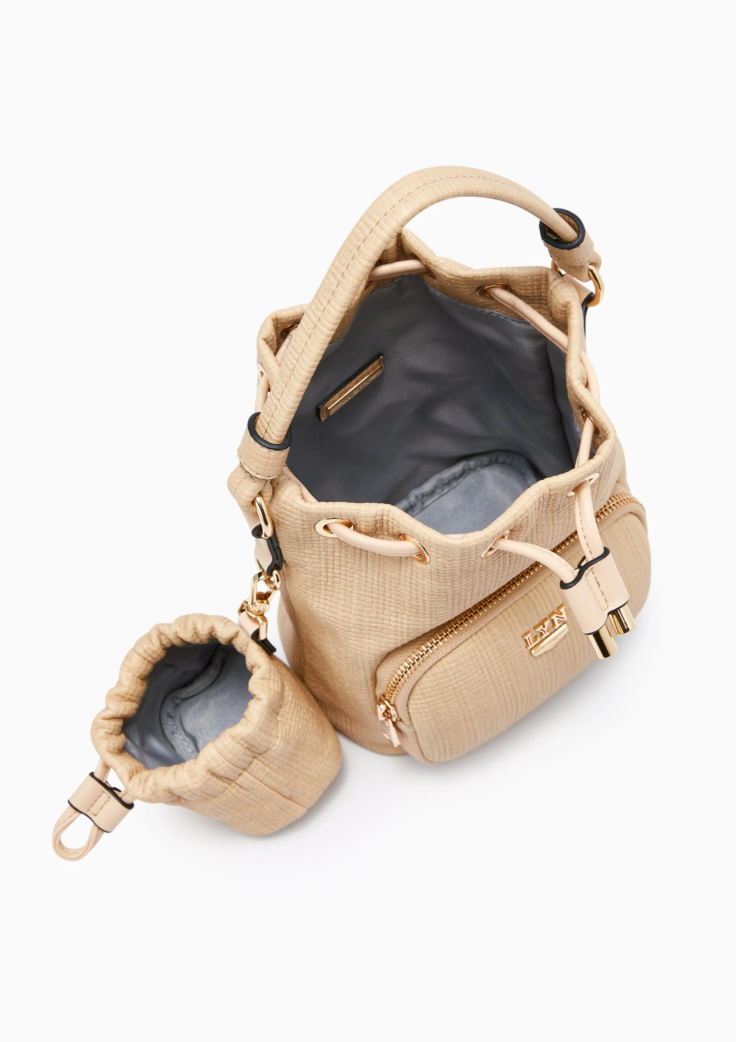 Roslyn Natural Bucket Bag Beige