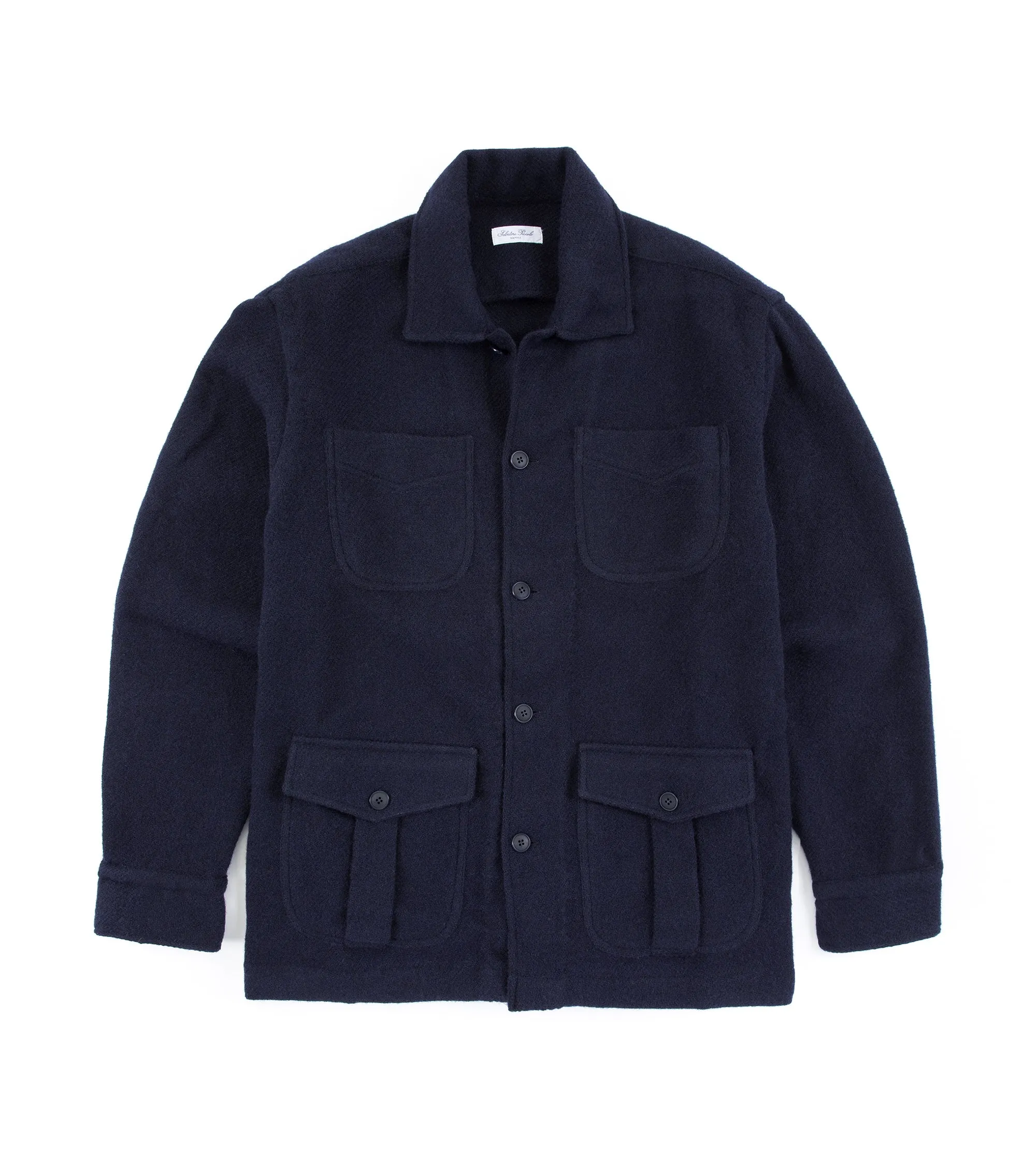 Salvatore Piccolo Shetland Wool Work Jacket: Navy