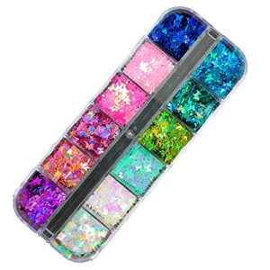 S.A.V.I 1PC. Nail Art Decorations Palette DIY Nail Art Accessories For Manicure (#1- Colorful Butterfly Shapes Sequin)