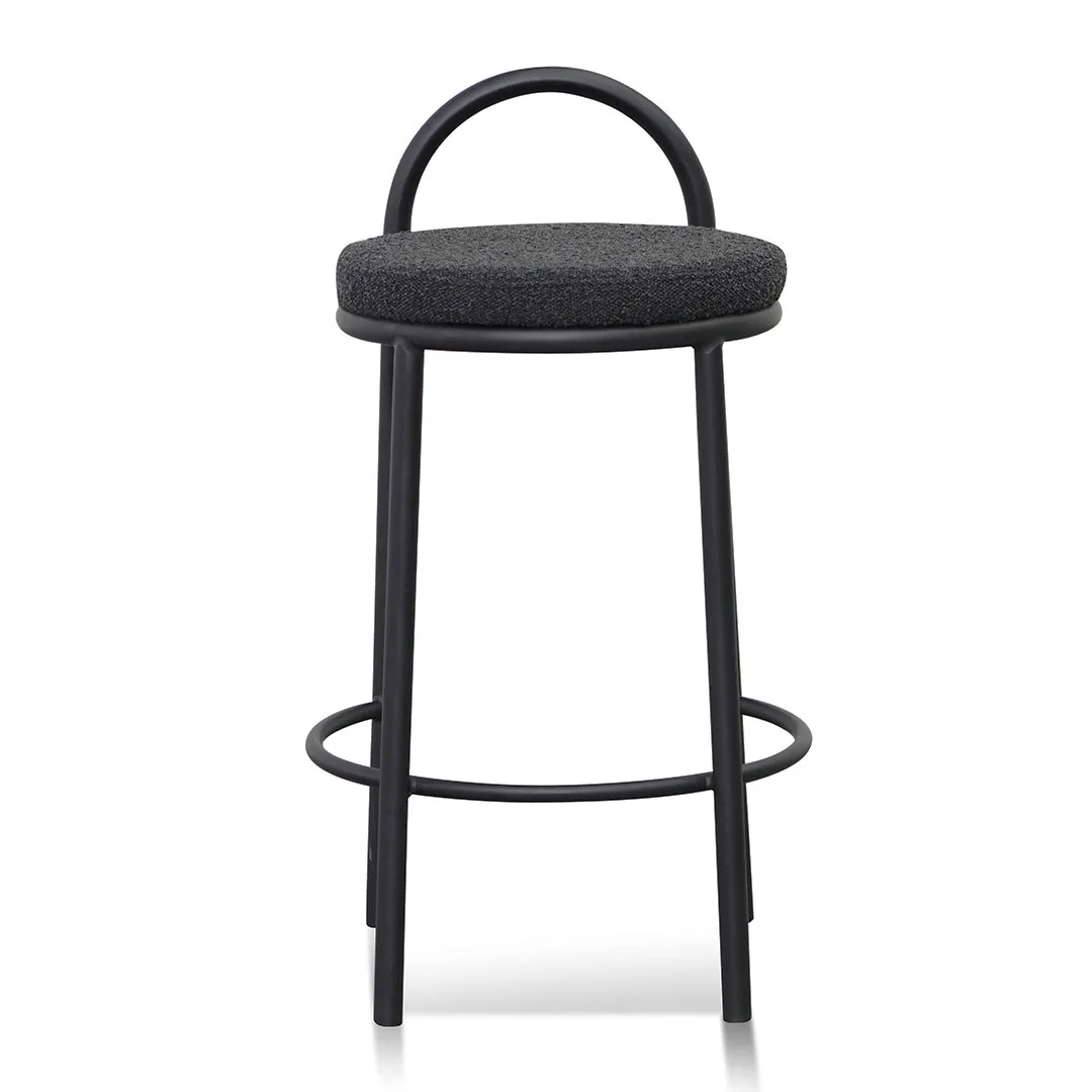 Set of 2 - Mclean 63cm Black Frame Bar Stool - Black Boucle