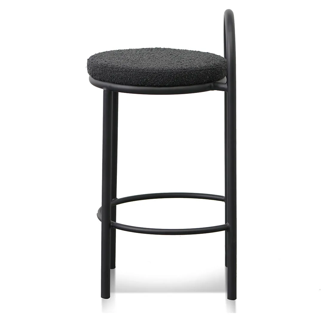 Set of 2 - Mclean 63cm Black Frame Bar Stool - Black Boucle