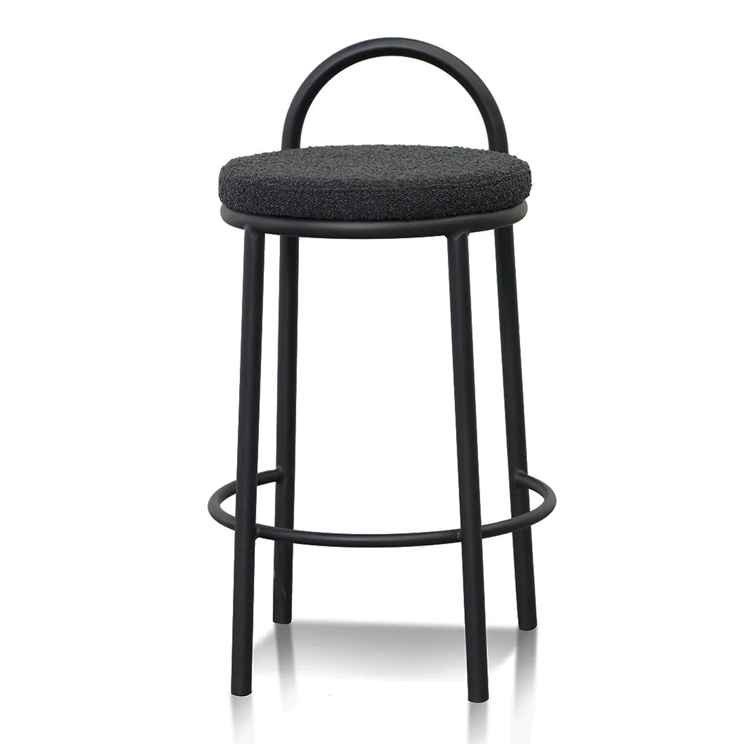 Set of 2 - Mclean 63cm Black Frame Bar Stool - Black Boucle