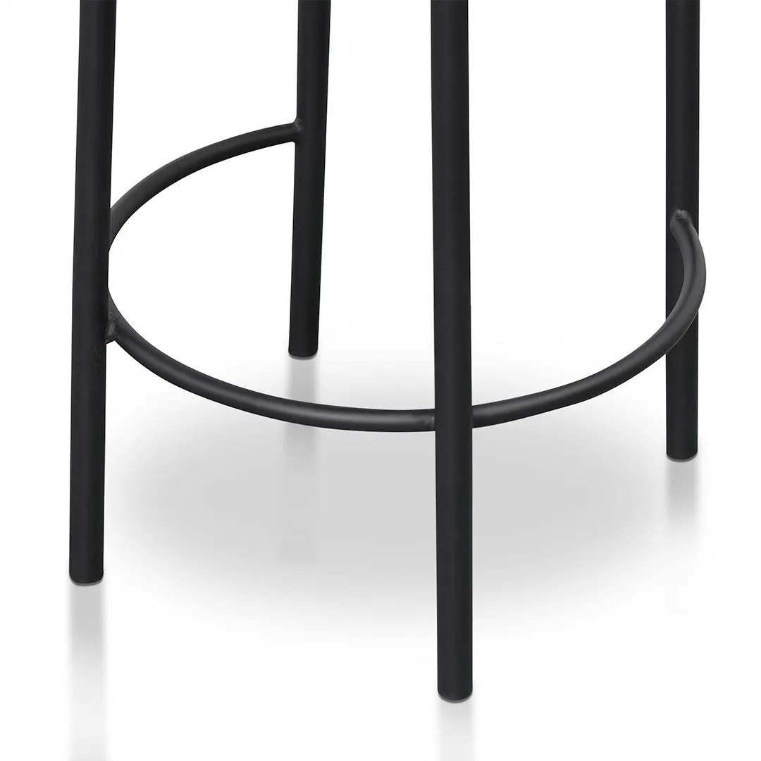 Set of 2 - Mclean 63cm Black Frame Bar Stool - Black Boucle