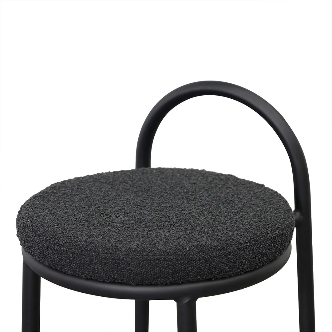 Set of 2 - Mclean 63cm Black Frame Bar Stool - Black Boucle