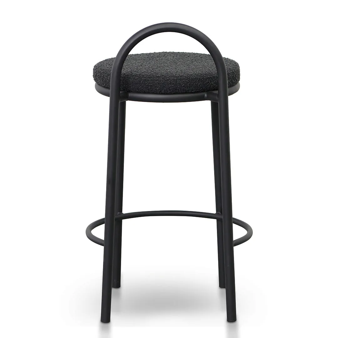 Set of 2 - Mclean 63cm Black Frame Bar Stool - Black Boucle