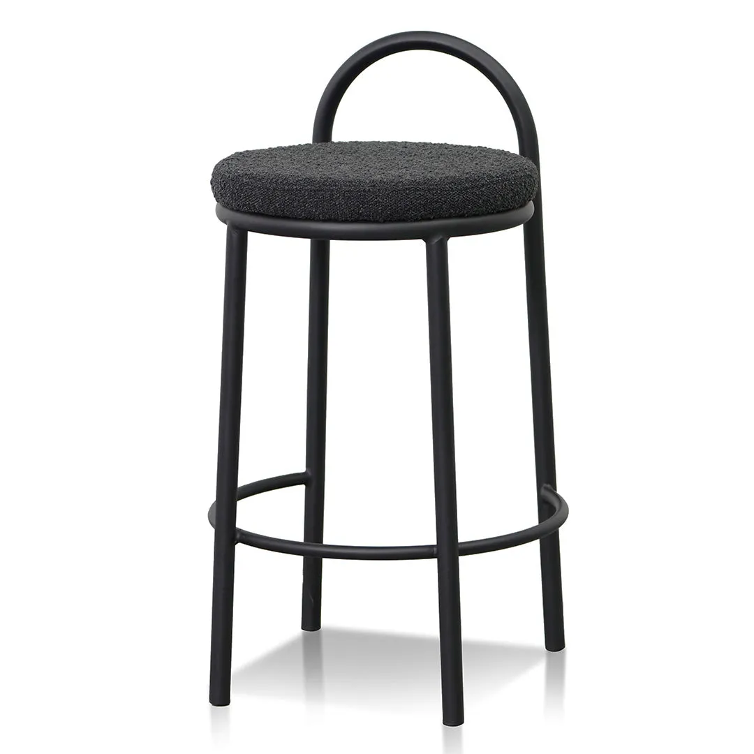 Set of 2 - Mclean 63cm Black Frame Bar Stool - Black Boucle