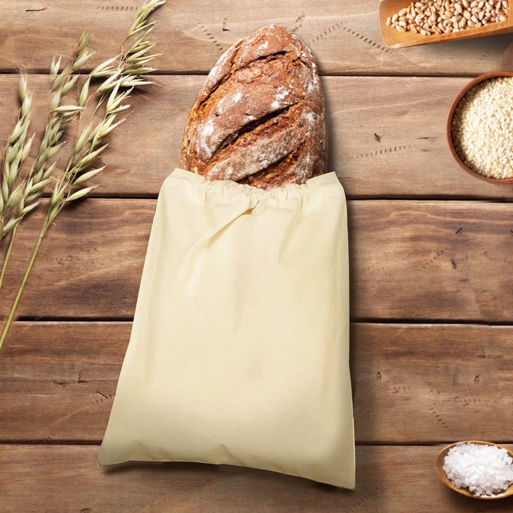 Set of 2 Reusable Cotton Bread Bags