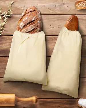 Set of 2 Reusable Cotton Bread Bags