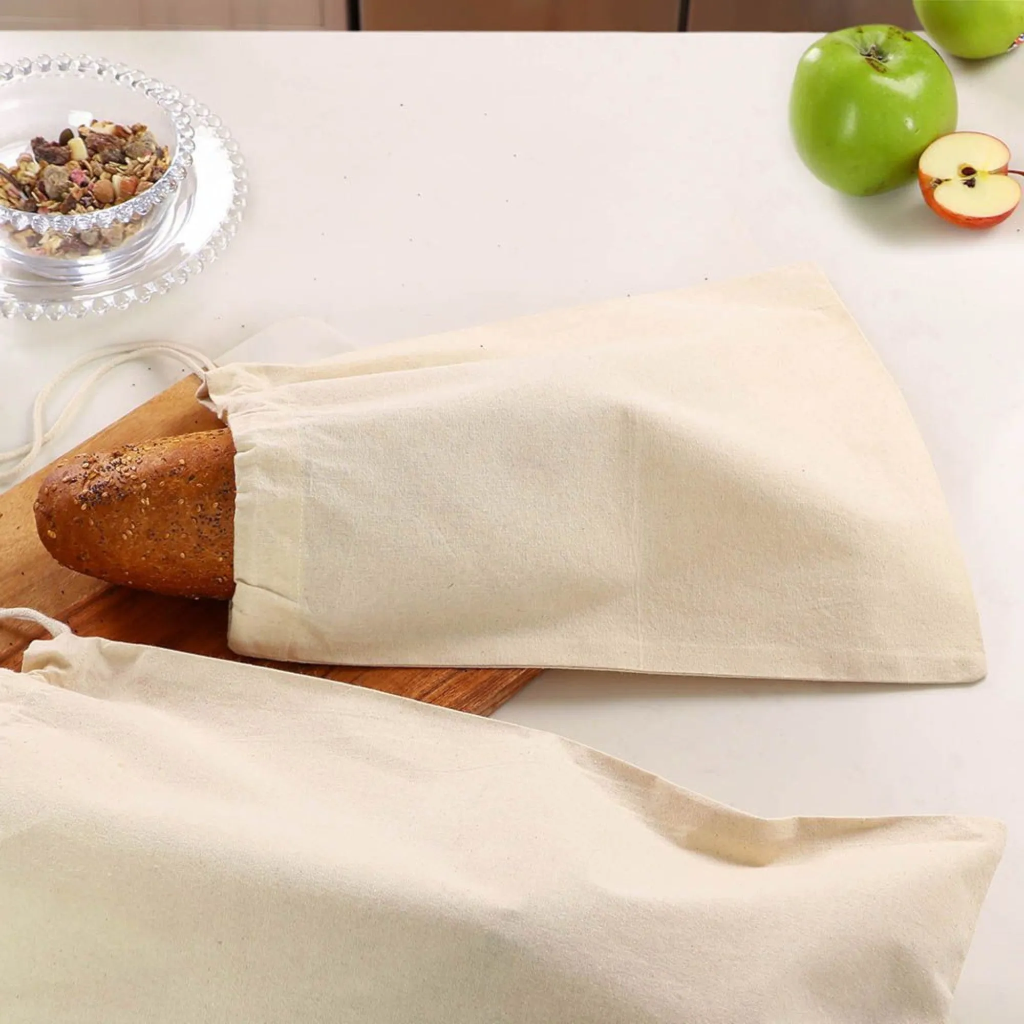 Set of 2 Reusable Cotton Bread Bags