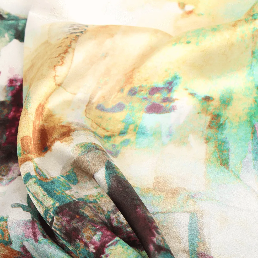 Silk Scarf Collections|Blossom Range|Impressionism Design|Beige|Long Silk Scarf