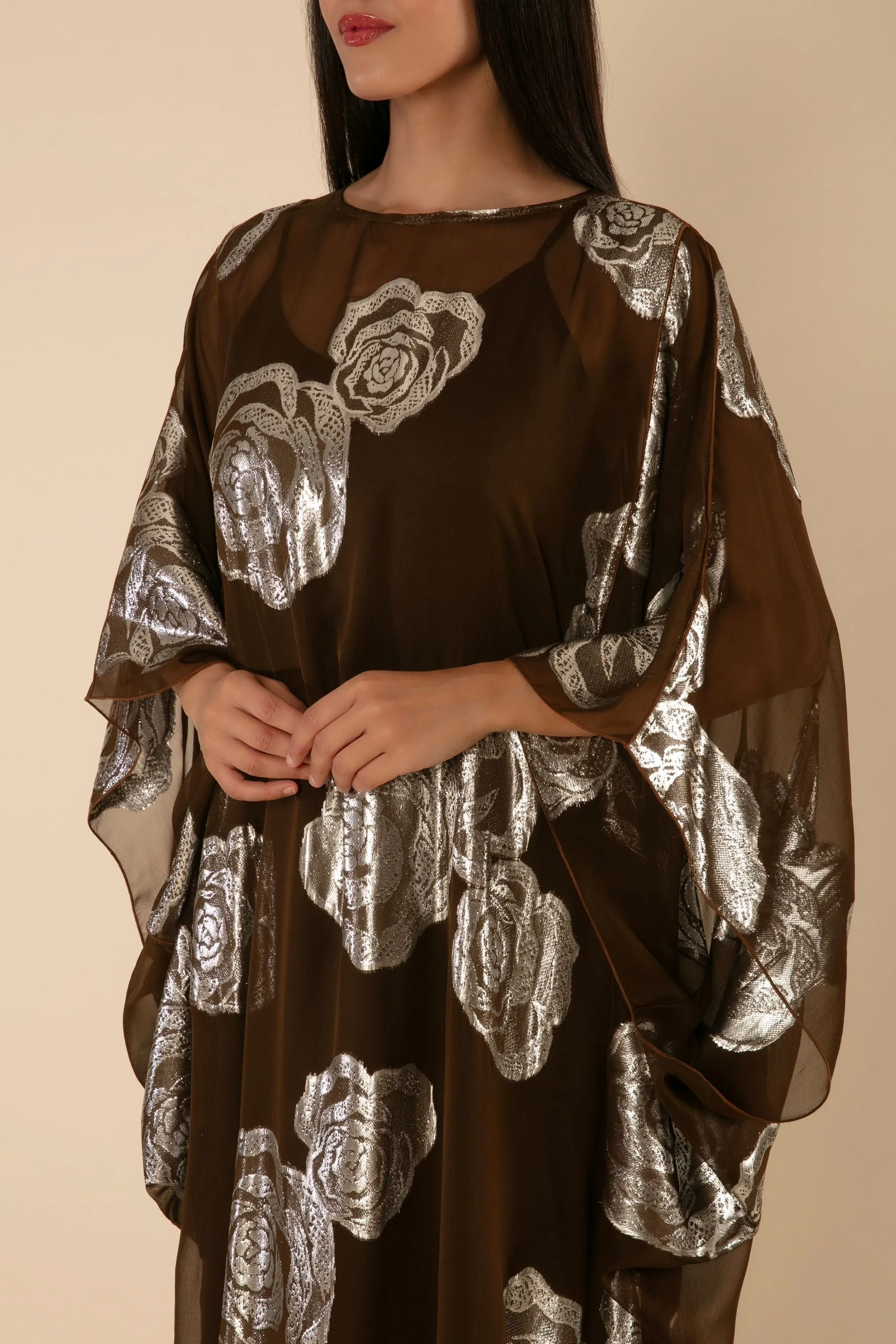 SILVERY ROSEWOOD KAFTAN