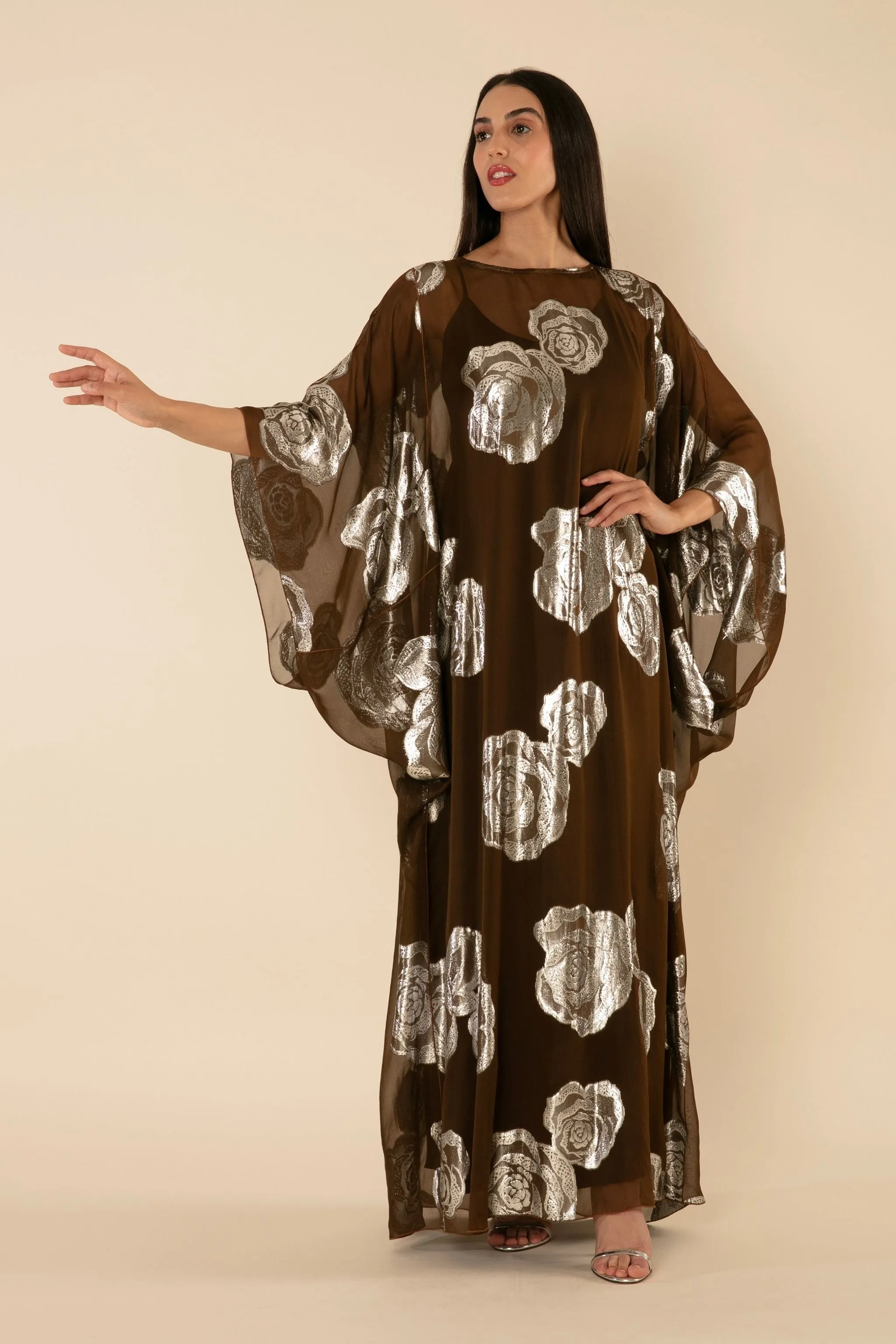 SILVERY ROSEWOOD KAFTAN