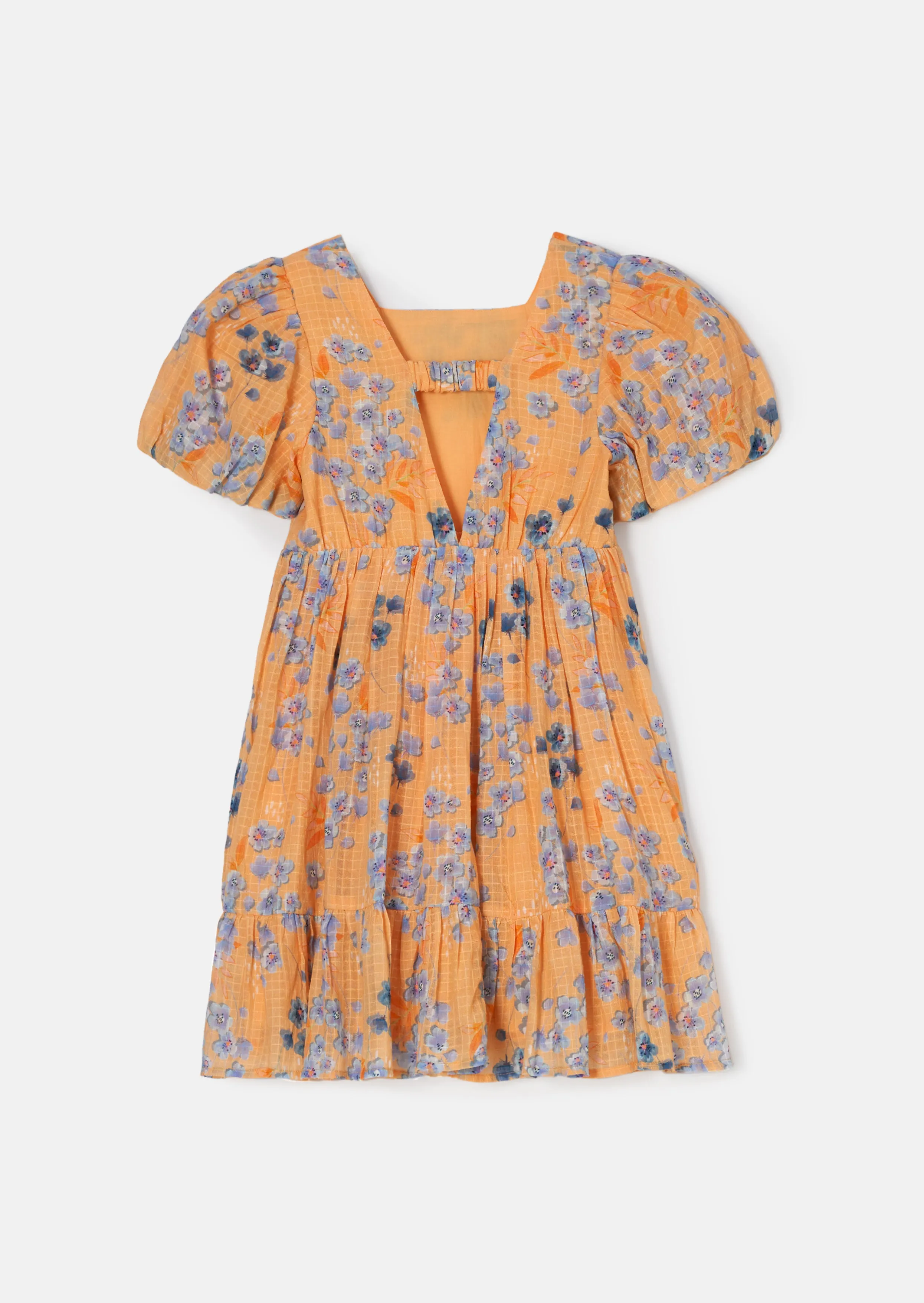 Simone Apricot Textured Print Dress