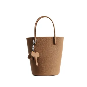 Small Bucket Bag In Grainy Calfskin Leather With Leather Elephant Hanger