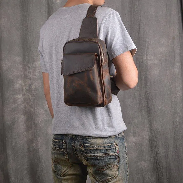 Small Mens Sling Bag in Leather