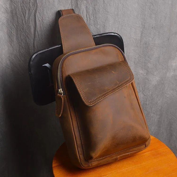 Small Mens Sling Bag in Leather