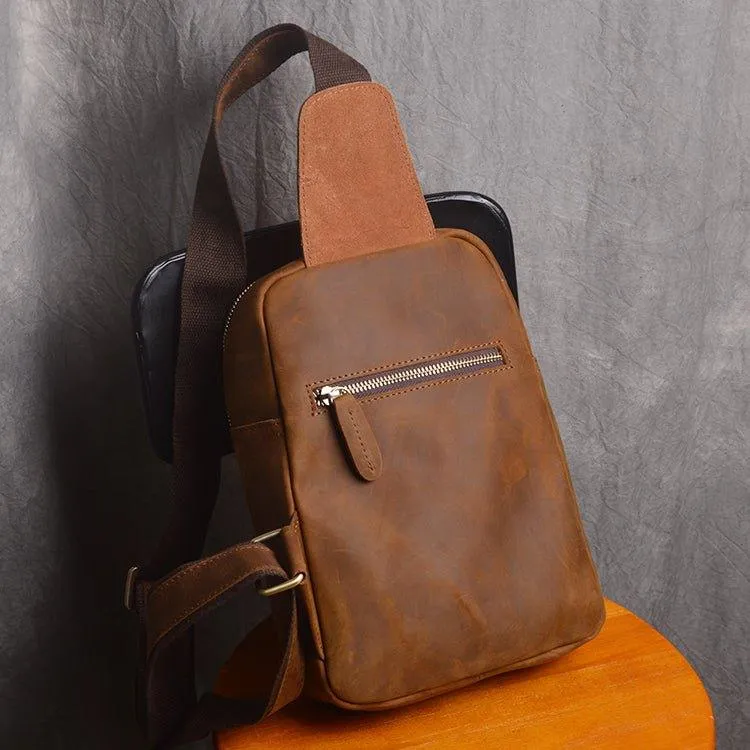 Small Mens Sling Bag in Leather