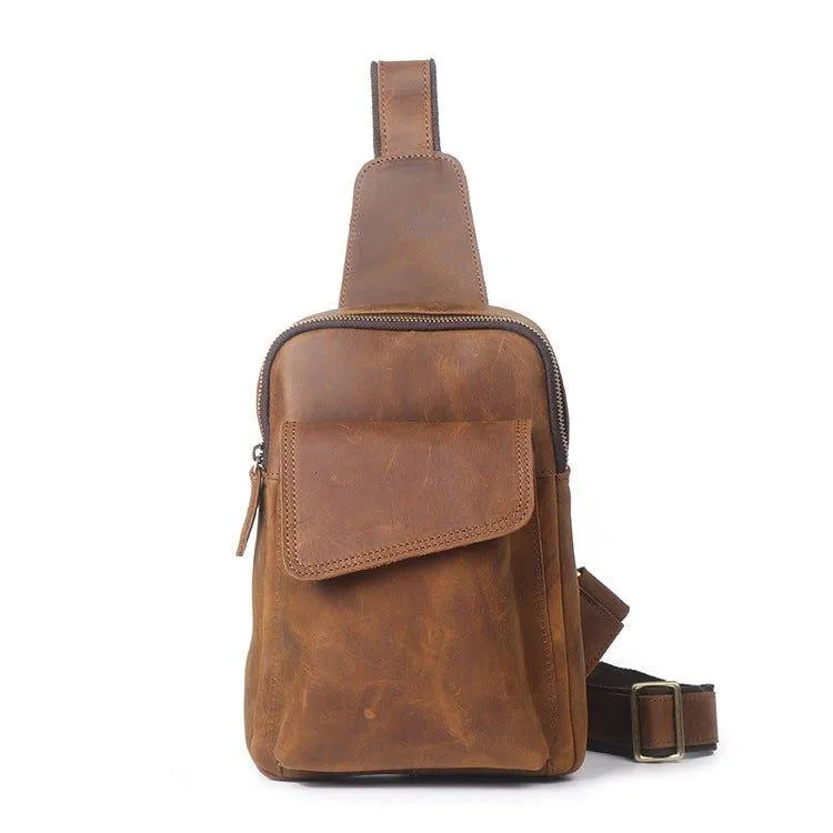 Small Mens Sling Bag in Leather