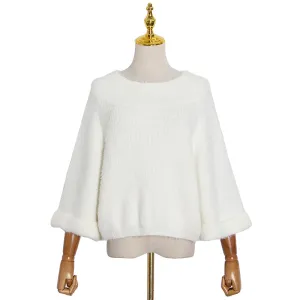 Solid Loose Knitting Sweaters For Women Slash Neck Cold Shoulder Batwing Sleeve Pullover Sweater Female Fashion