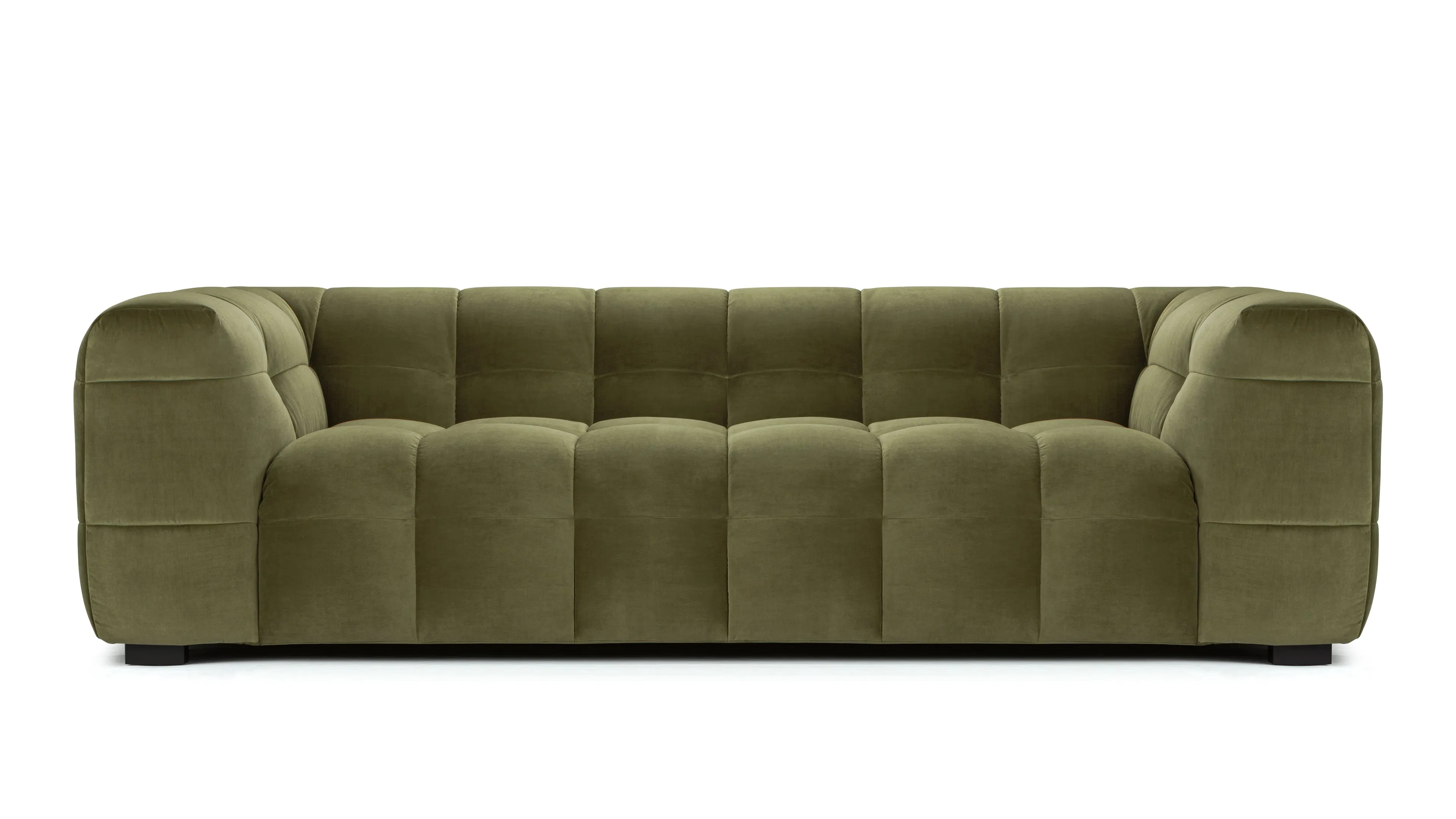 Stan - Stan Three Seater Sofa, Olive Green Velvet