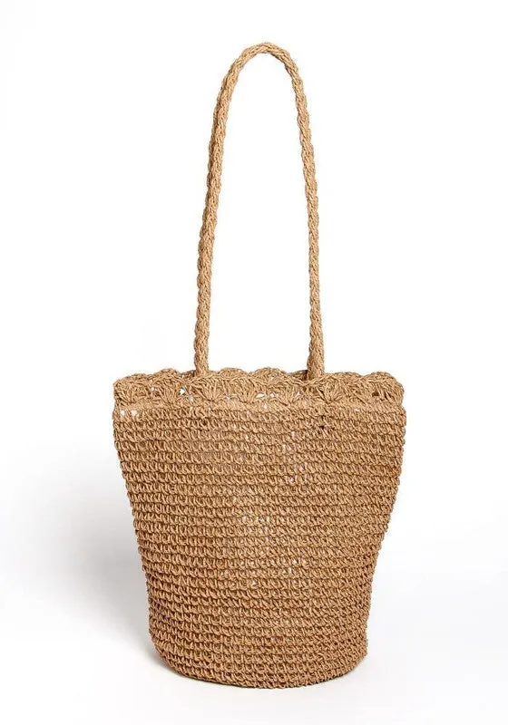 STRAW BUCKET BEACH BAG