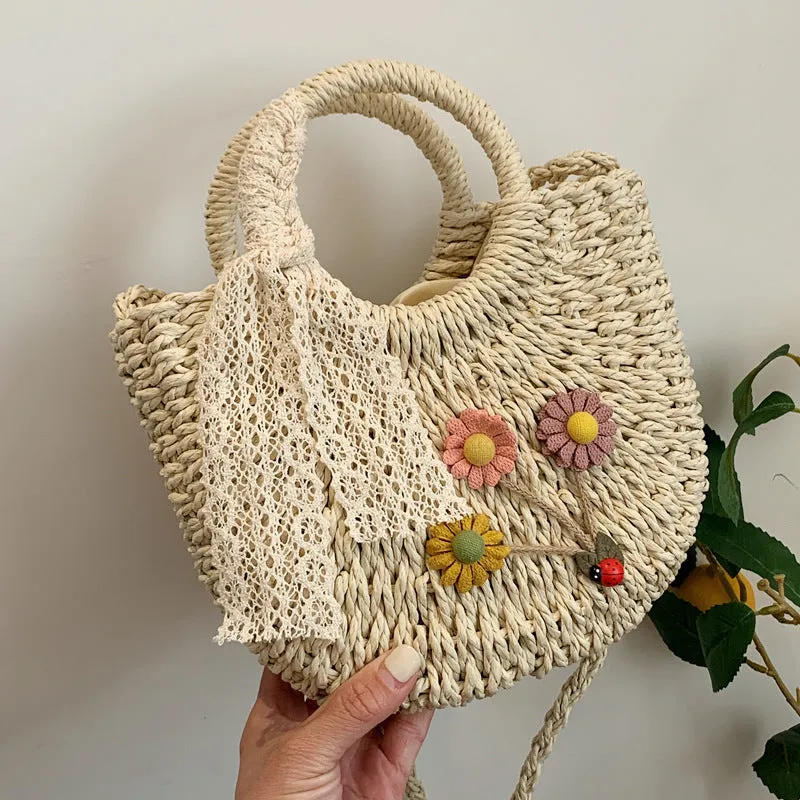 Straw Shoulder Bag Woven Bucket Bag