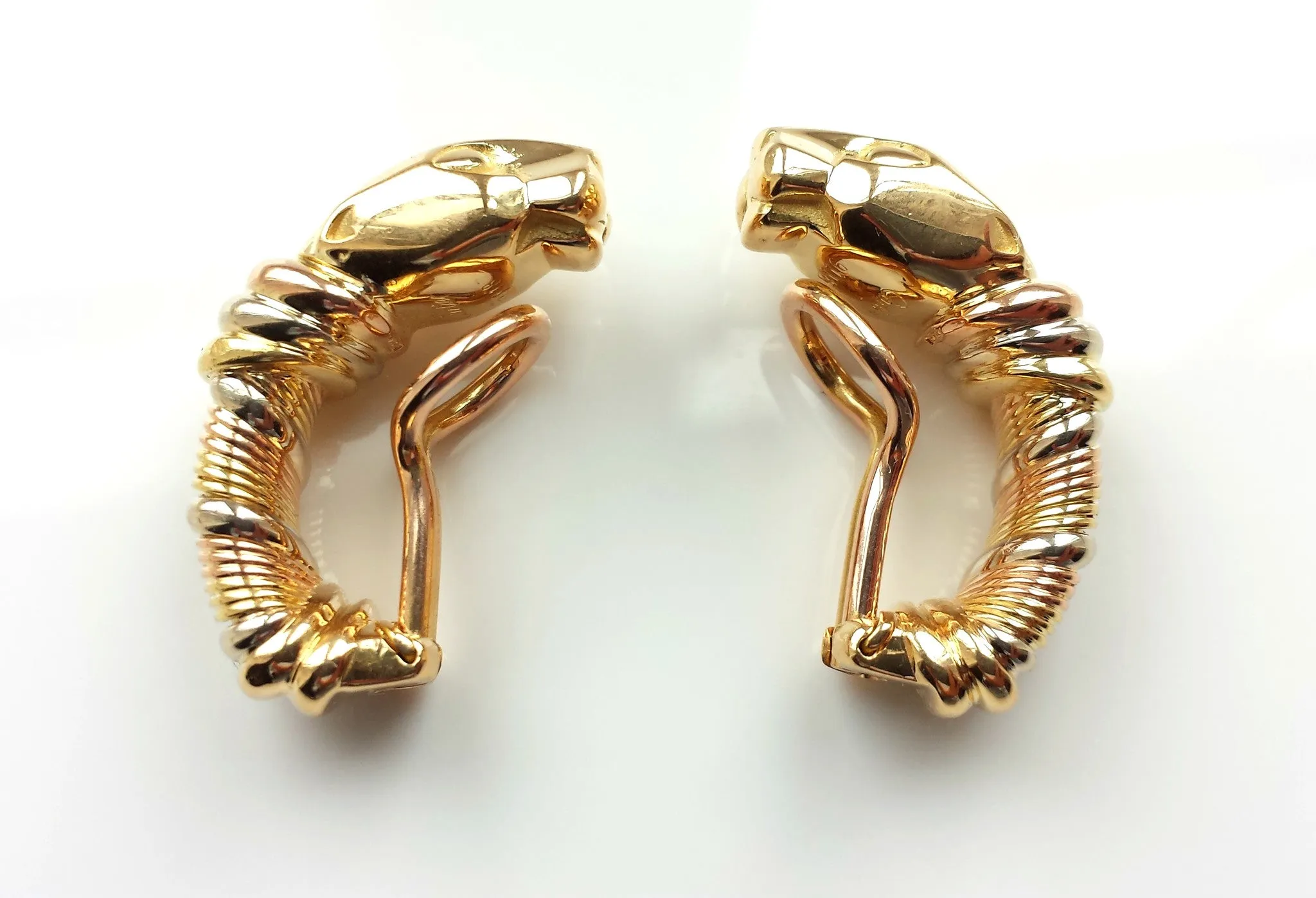 Sumptuous Cartier Panthere 18k Gold Earrings Clips