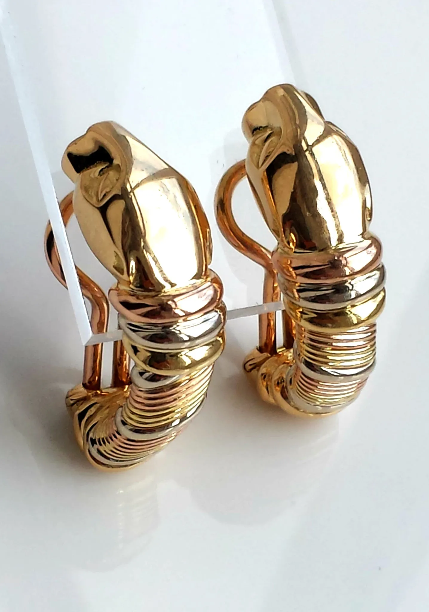 Sumptuous Cartier Panthere 18k Gold Earrings Clips