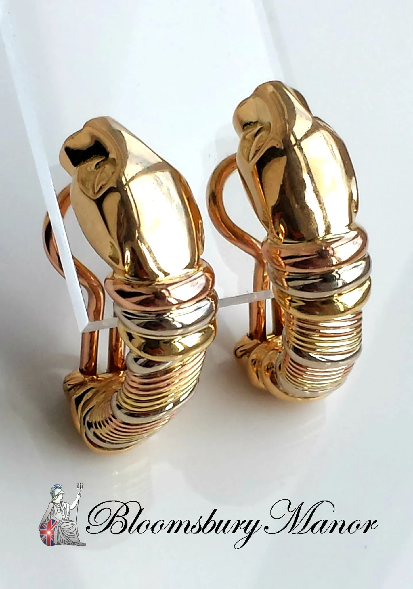 Sumptuous Cartier Panthere 18k Gold Earrings Clips