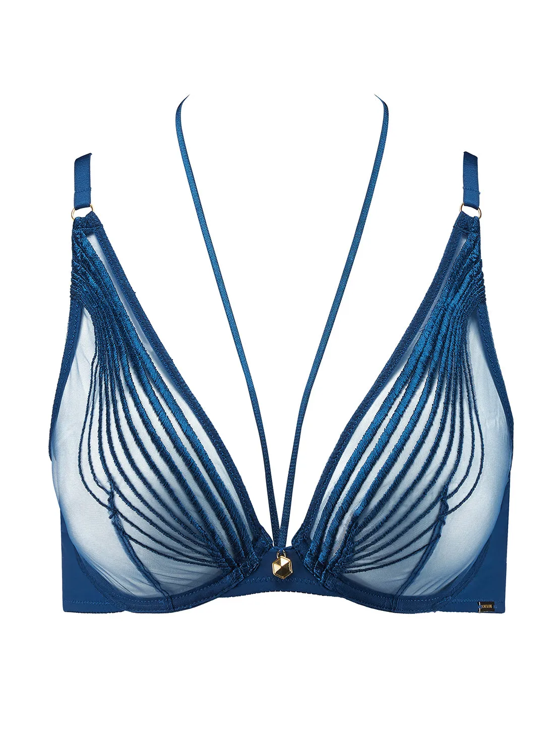 Sumptuous Waves Imperial Blue Triangle Plunge Bra