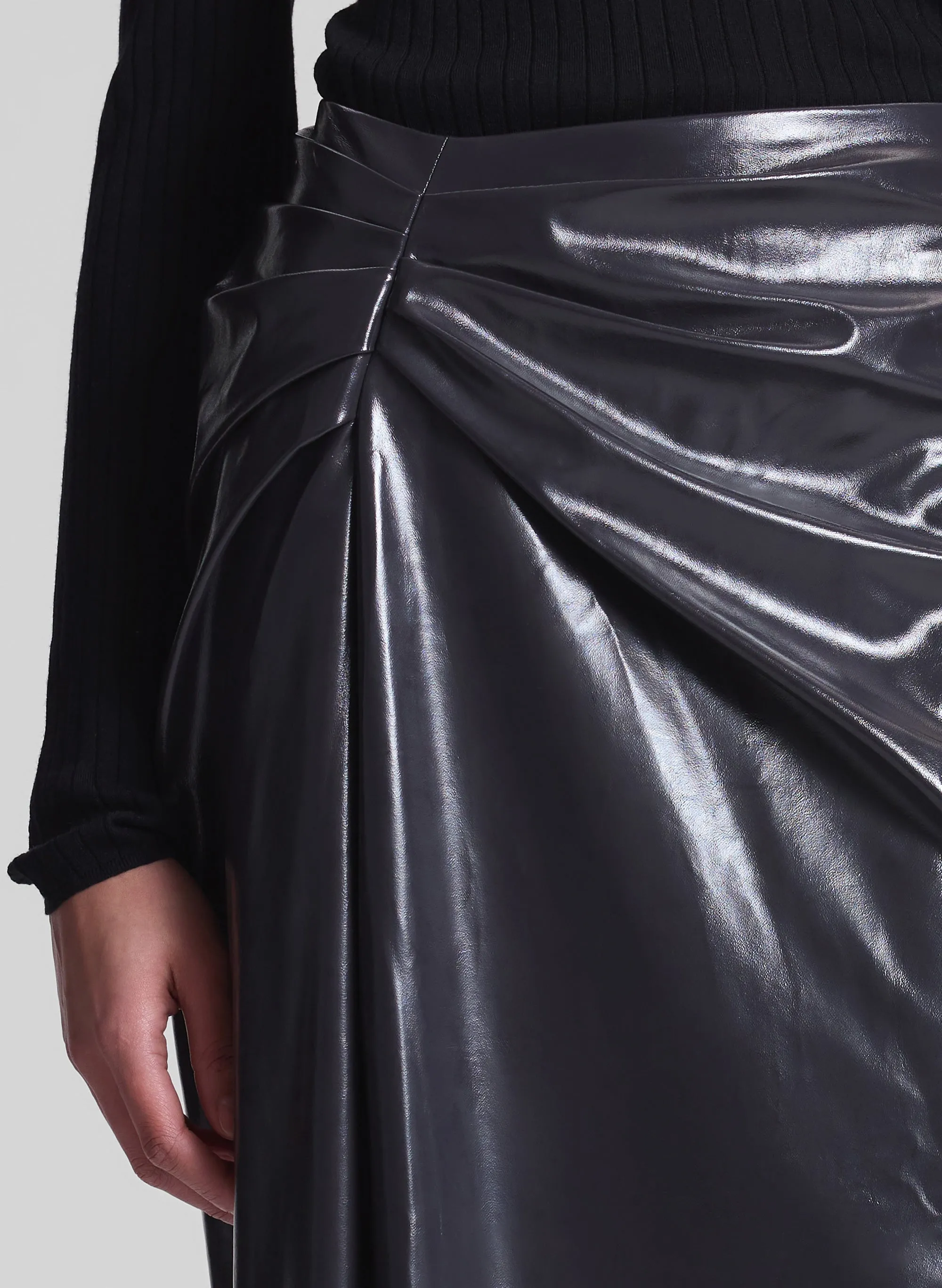 Tessa Patent Vegan Leather Midi Skirt