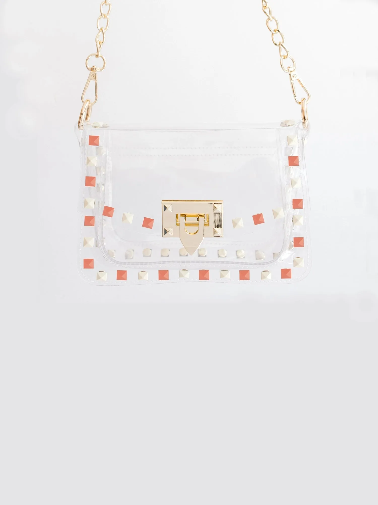 The Jackie Clear Handbag: Orange & White