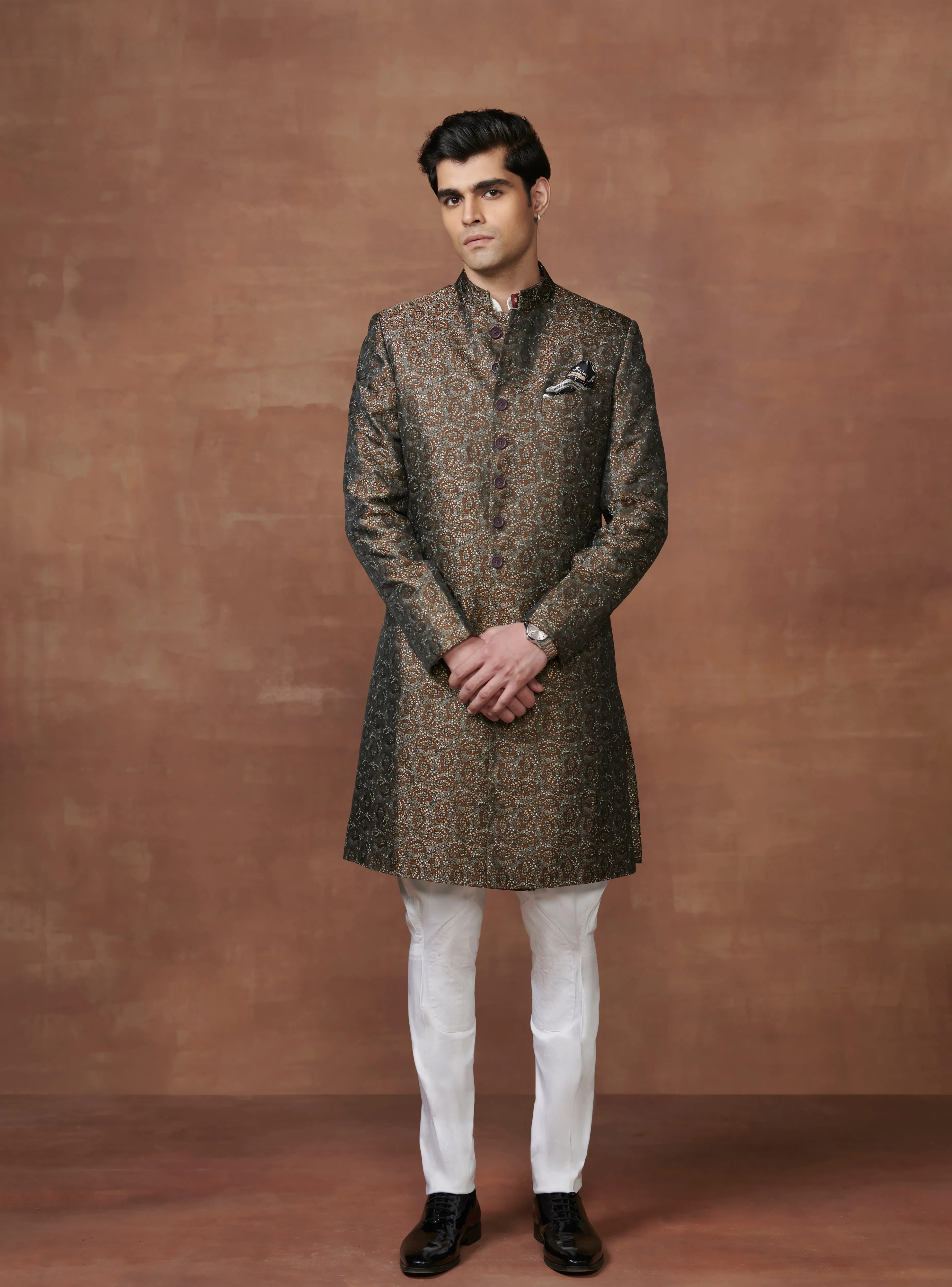 THE MOSAIC BROWN MULTI-COLOURED JACQUARD ACHKAN