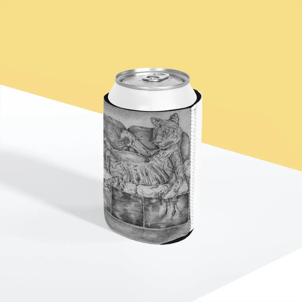 Tiger on a Couch Can Cooler Sleeve