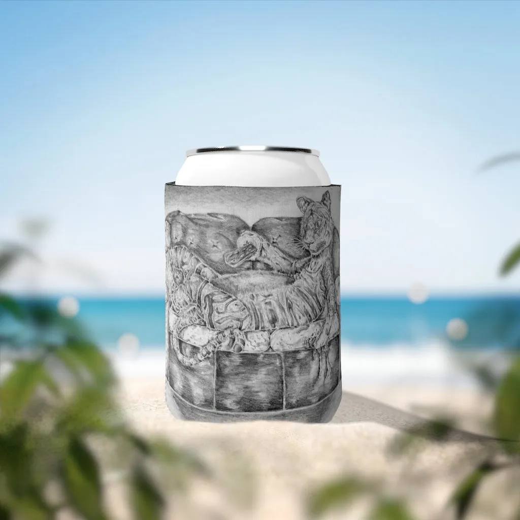 Tiger on a Couch Can Cooler Sleeve