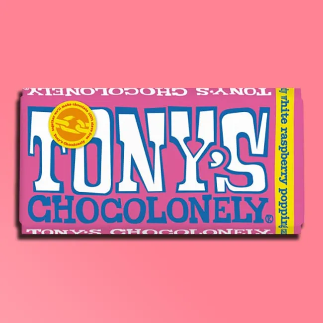 Tony's Chocolonely - Big Chocolate Bars - White Chocolate Raspberry Popping Candy