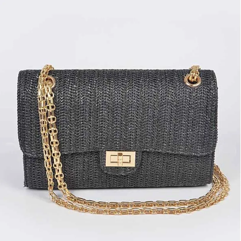 TROPICANA BAG/HPC3791 Black Raffia