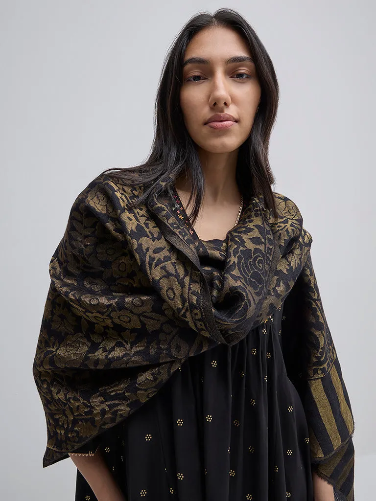 Utsa Black Jal Embroidered Stole